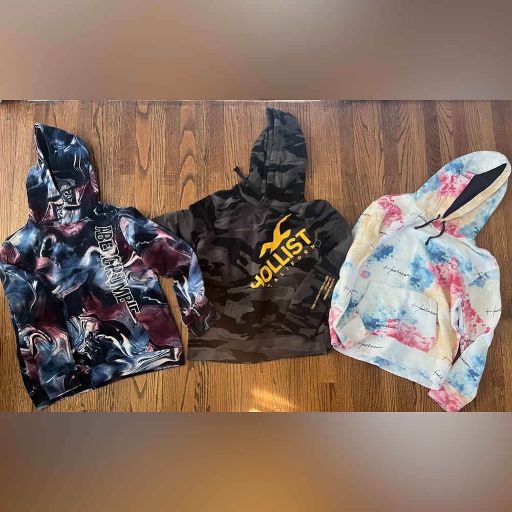 2 Hollister hoodies  and 1 Abercrombie hoodie